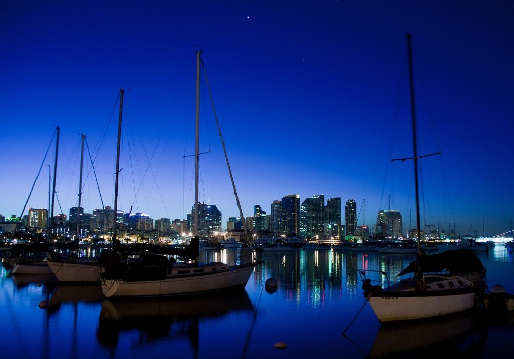 San Diego Bay by night